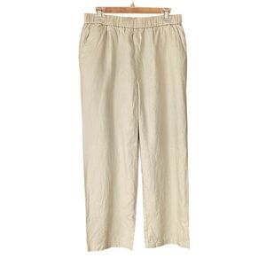 Quince 100% European Linen Pants Size M Beige Ankle Pull-on Pockets Lightweight